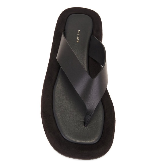 The Row GINZA Leather Sandal (Black) - Picture 1 of 5